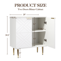 Buffet Garvee à 2 portes, meuble de cuisine moderne, en MDF robuste, blanc, pour salle à manger et entrée, 74 cm (29 pouces).