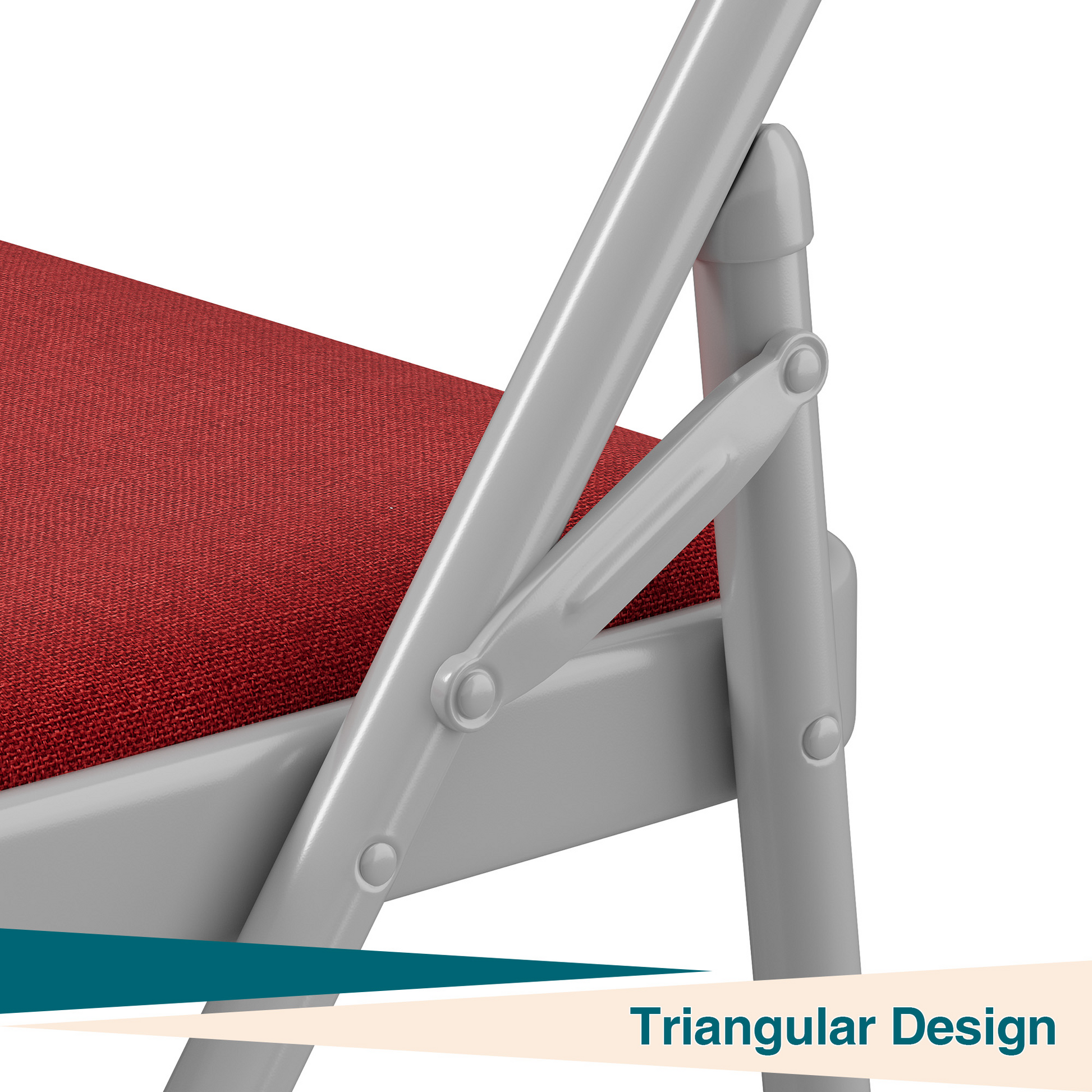 Ensemble de 2 chaises pliantes Garvee avec revêtement en lin rembourré, structure en métal, ergonomiques et empilables, idéales pour le camping et le bureau, rouge.