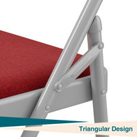 Ensemble de 2 chaises pliantes Garvee avec revêtement en lin rembourré, structure en métal, ergonomiques et empilables, idéales pour le camping et le bureau, rouge.