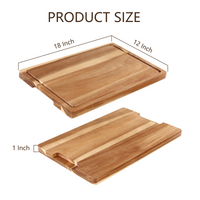 Planche à découper extra-large Garvee en bois d'acacia 45,7 x 30,5 cm avec rainure à jus, poignées, bordure, pré-huilée, robuste et polyvalente pour la cuisine