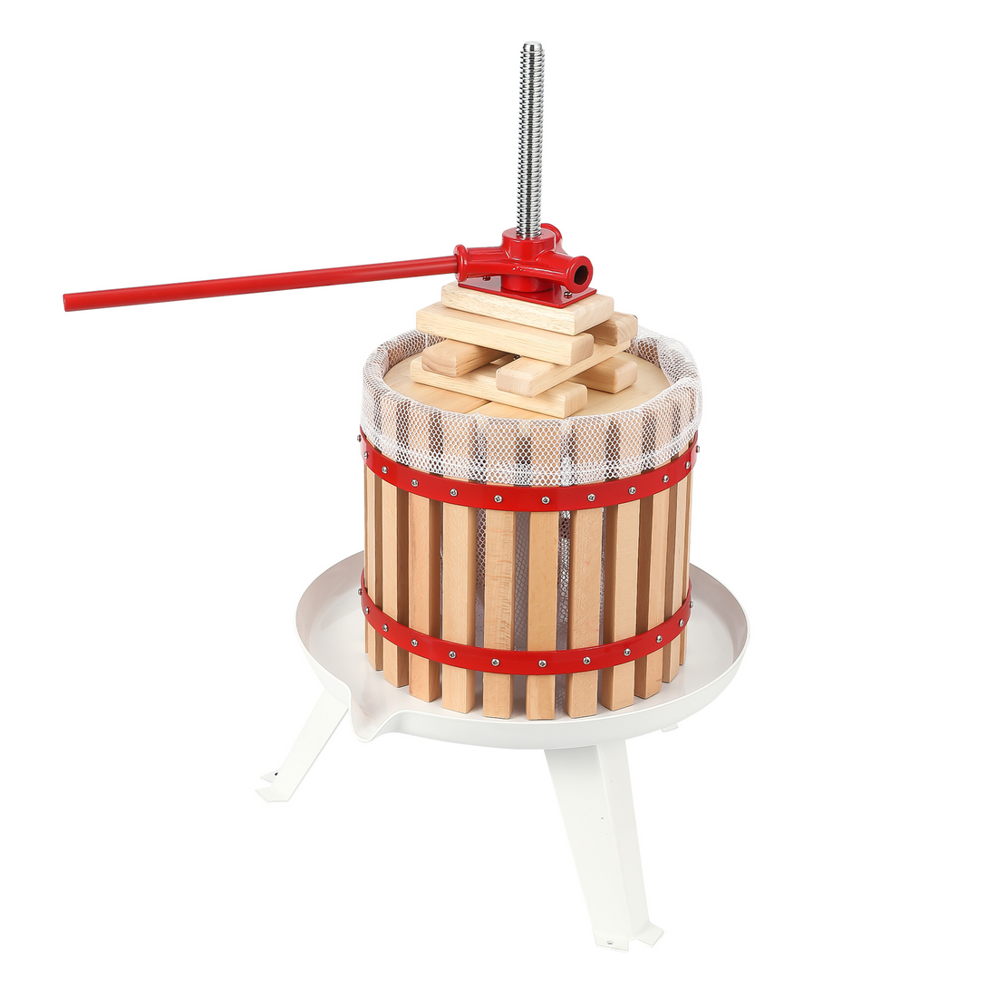 Pressoir à vin de fruits Garvee 12 L (3,2 gal), panier en bois à structure triangulaire robuste, pour pommes, raisins, miel, pressoir manuel avec sacs filtrants