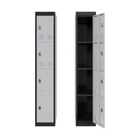 Garvee armoire métallique haute à 4 portes, en acier, verrouillable, avec trous de ventilation, noire, pour bureau et école