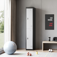 Casier métallique Garvee à 2 portes, noir, acier, ventilé, serrure, clé, bureau et salle de sport, 183 cm (72 pouces)