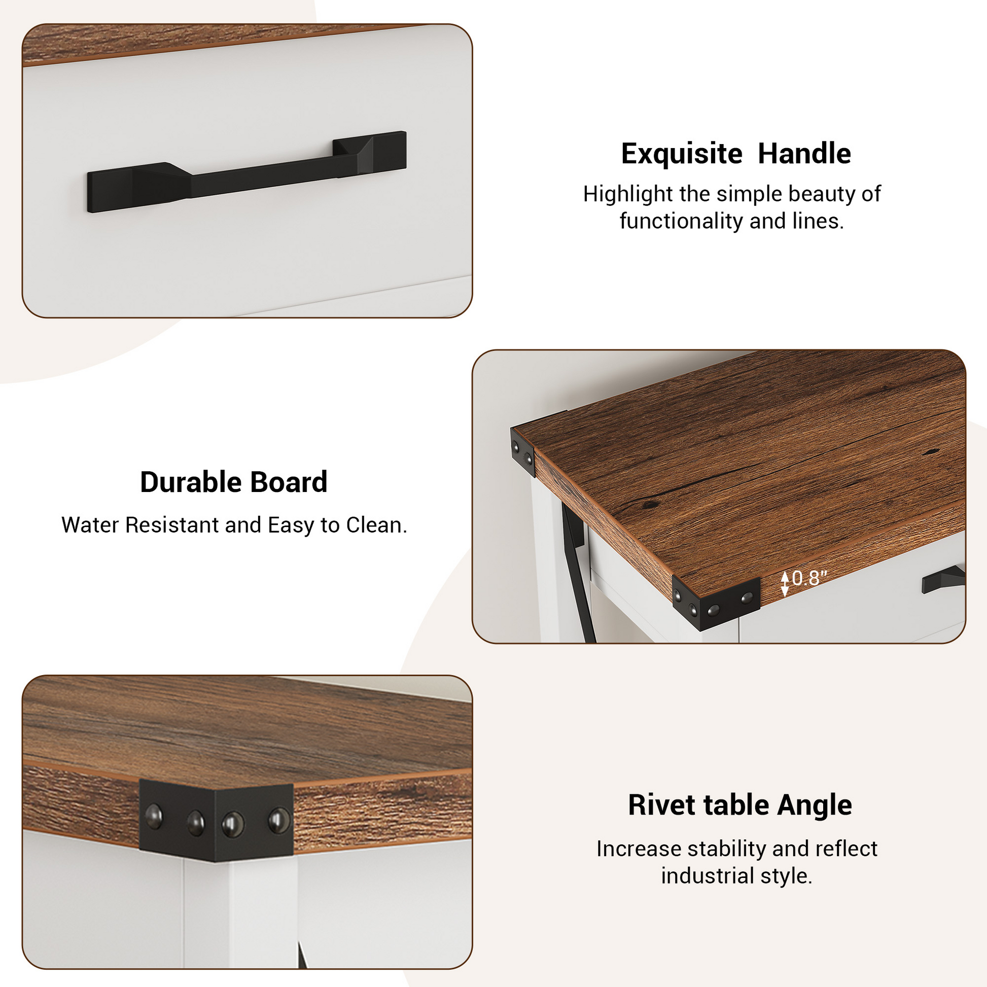 Console Garvee avec 2 tiroirs et une étagère, en bois et métal, robuste, style rustique moderne, noir et blanc, idéale pour une entrée ou un salon, 109 cm (L) x 76 cm (l) x 30 cm (H)