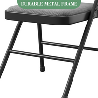 Ensemble de 6 chaises pliantes Garvee avec coussins en coton et lin, pieds antidérapants, structure en métal, pour une utilisation intérieure et extérieure, robustes, pliables et confortables