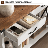 Console Garvee avec 2 tiroirs et une étagère, en bois et métal, robuste, style rustique moderne, noir et blanc, idéale pour une entrée ou un salon, 109 cm (L) x 76 cm (l) x 30 cm (H)