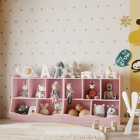 Bibliothèque pour enfants Garvee avec 3 étagères et 2 boîtes basculantes, en bois, avec système anti-basculement, idéale pour la chambre et la salle de jeux, 36 x 11 x 31 cm, marron rétro