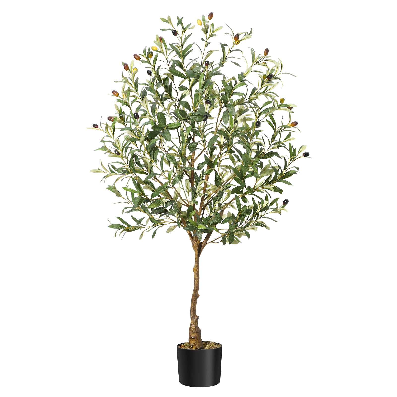 Garvee Olivier artificiel 150 cm, grosses olives, feuilles en soie et base cimentée stable, montage facile, salon et bureau