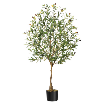 Garvee Olivier artificiel 150 cm, grosses olives, feuilles en soie et base cimentée stable, montage facile, salon et bureau
