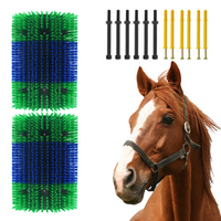 Brosse à gratter Garvee (lot de 2) pour bovins, chevaux et chèvres - Extensible et flexible - Nylon, poils doux - Polyvalente à l'écurie