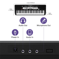 Garvee Piano clavier pour enfants, 61 touches, avec sac, microphone et casque, idéal pour les débutants, portable et utilisable à la maison, noir.