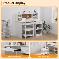 Ensemble bureau en bois Garvee pour enfants avec rangement, tableau d'affichage, support pour clavier et porte-stylo, idéal pour les chambres de garçons et de filles. Dimensions : 92,5 cm (H) x 95 cm (L) x 48 cm (l).