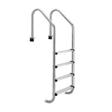 Échelle de piscine Garvee en acier inoxydable 304, 4 marches, antidérapante et robuste, pour piscines enterrées, couleur argent.