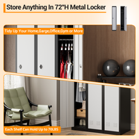 Casier métallique Garvee à une porte, en acier durable, ventilé, verrouillable à clé, noir, 183 cm (72 pouces), idéal pour le bureau et la salle de sport.