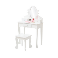 Ensemble coiffeuse Garvee pour enfants avec miroir réglable, coffret de maquillage en bois, blanc, table et tabouret, chambre de fille, 97 x 60 x 30 cm