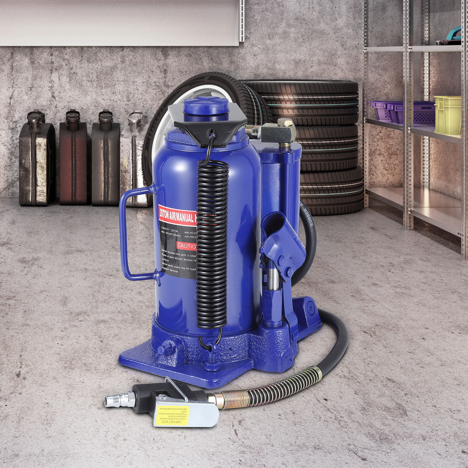 Cric bouteille hydraulique Garvee 20T avec pompe manuelle, pneumatique, en acier, compact, sûr et polyvalent, pour voiture et maison