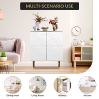 Buffet Garvee à 2 portes, meuble de cuisine moderne, en MDF robuste, blanc, pour salle à manger et entrée, 74 cm (29 pouces).
