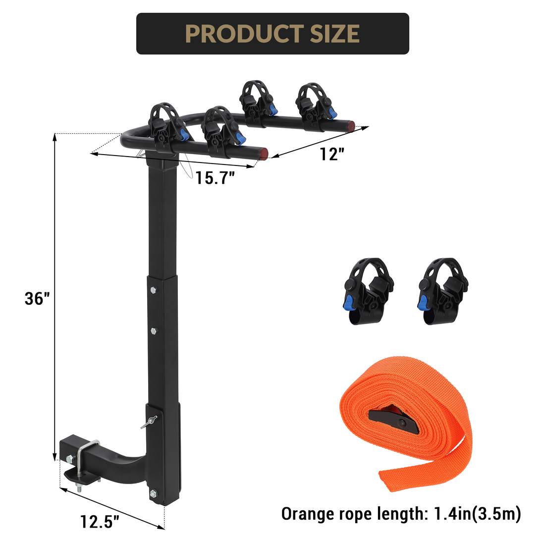 Porte-vélos Garvee pour attelage, 2 vélos, cadre en acier pliable, adaptateur antidérapant pour voitures, SUV et camions, noir