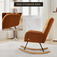 Fauteuil à bascule Garvee pour chambre d'enfant, ergonomique, revêtement doux en peluche, structure en fer, pieds en bois, marron, idéal pour l'allaitement et la détente.