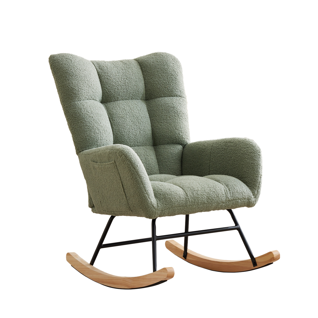 Fauteuil à bascule Garvee pour chambre d'enfant, avec housse en polaire douce, pour salon et chambre, 9 x 65 x 91 cm, beige