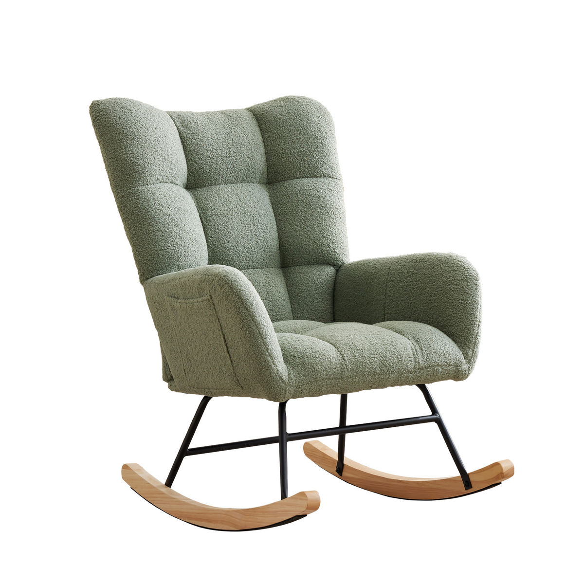 Fauteuil à bascule Garvee pour chambre d'enfant, avec housse en polaire douce, pour salon et chambre, 9 x 65 x 91 cm, beige