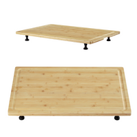Garvee Planche de Découpe en Bambou Couvre-Plaque, Pieds Réglables et Rainure à Jus, pour Cuisine, Camping-Car et Plan de Travail, 76 × 51 cm