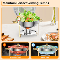 Ensemble de 6 chauffe-plats Garvee 5Qt en acier inoxydable avec couvercle bombé, idéal pour les traiteurs, mariages et fêtes - Grand ensemble professionnel