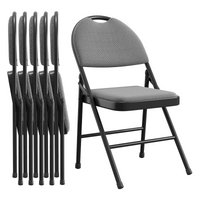 Ensemble de 6 chaises pliantes Garvee avec coussins en coton et lin, pieds antidérapants, structure en métal, pour une utilisation intérieure et extérieure, robustes, pliables et confortables