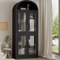 Armoire de cuisine arquée Garvee, style ferme, garde-manger, 182 cm de haut, bois, poignées en métal anti-poussière, salle à manger, salon