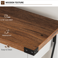 Console Garvee avec 2 tiroirs et une étagère, en bois et métal, robuste, style rustique moderne, noir et blanc, idéale pour une entrée ou un salon, 109 cm (L) x 76 cm (l) x 30 cm (H)
