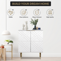 Buffet Garvee à 2 portes, meuble de cuisine moderne, en MDF robuste, blanc, pour salle à manger et entrée, 74 cm (29 pouces).