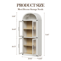 Armoire de cuisine arquée Garvey, 182 cm de haut, style campagnard, en bois, grand espace de rangement, blanche.