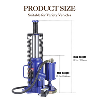 Cric bouteille hydraulique Garvee 20T avec pompe manuelle, pneumatique, en acier, compact, sûr et polyvalent, pour voiture et maison