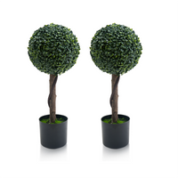 Ensemble de 2 boules de buis artificiel Garvee de 61 cm (24 pouces), malléables et polyvalentes, pour la décoration intérieure et extérieure, vertes, en plastique