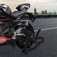 Béquille de roue arrière de moto Garvee avec fourche en U et bras oscillant en L, capacité de charge de 385 kg, acier, noir, pour atelier et réparation