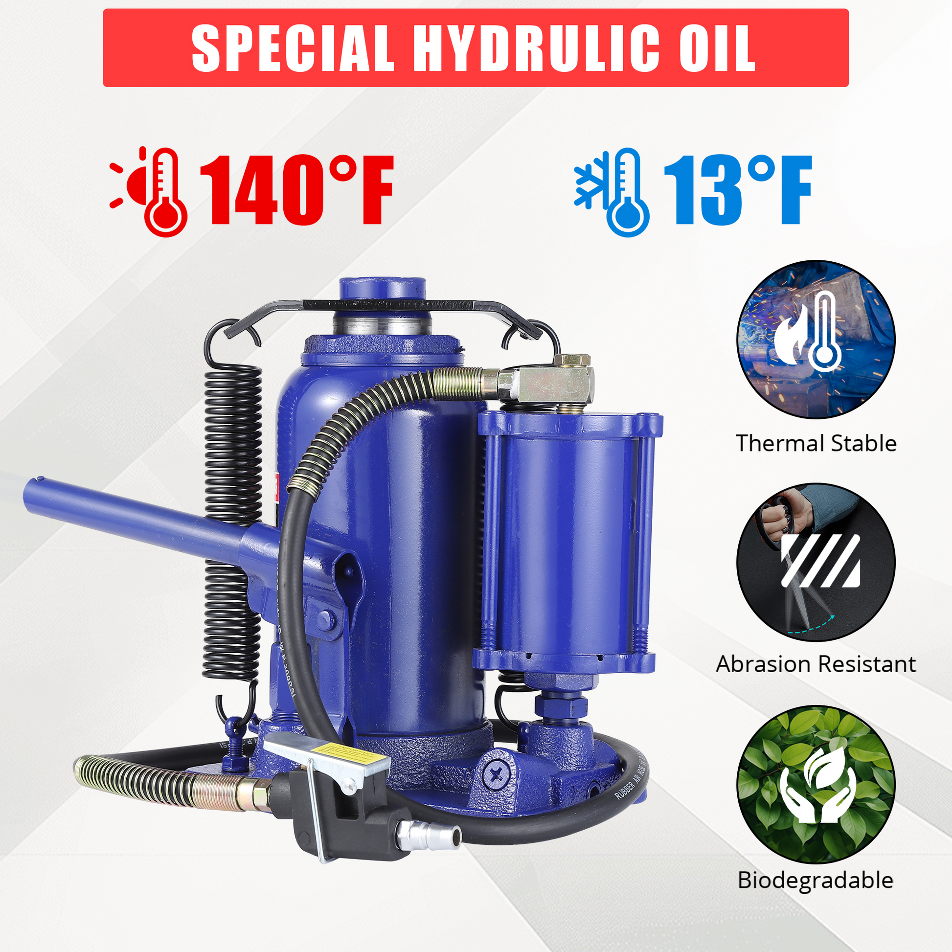 Cric bouteille hydraulique Garvee 20T avec pompe manuelle, pneumatique, en acier, compact, sûr et polyvalent, pour voiture et maison