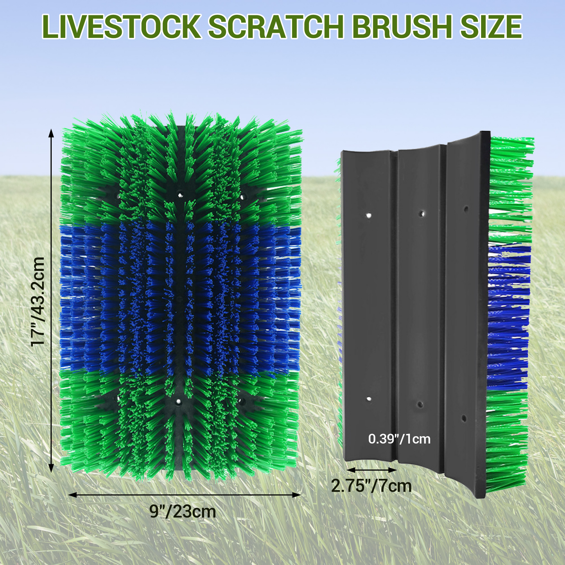 Brosse à gratter Garvee (lot de 2) pour bovins, chevaux et chèvres - Extensible et flexible - Nylon, poils doux - Polyvalente à l'écurie