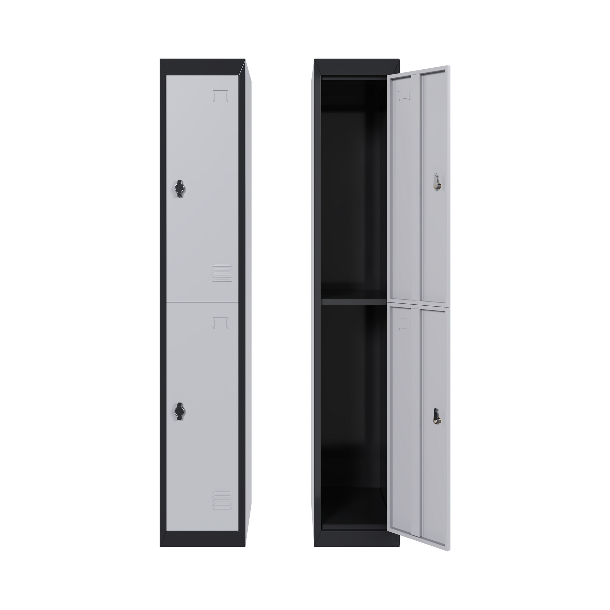 Casier métallique Garvee à 2 portes, noir, acier, ventilé, serrure, clé, bureau et salle de sport, 183 cm (72 pouces)