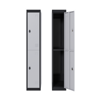 Casier métallique Garvee à 2 portes, noir, acier, ventilé, serrure, clé, bureau et salle de sport, 183 cm (72 pouces)