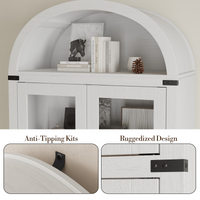 Armoire de cuisine arquée Garvey, 182 cm de haut, style campagnard, en bois, grand espace de rangement, blanche.