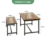 Garvee ensemble table à manger 4 personnes avec bancs métal, bois pour petits espaces, confort ergonomique, MDF et acier, design gain de place, brun rustique - Rustic Brown