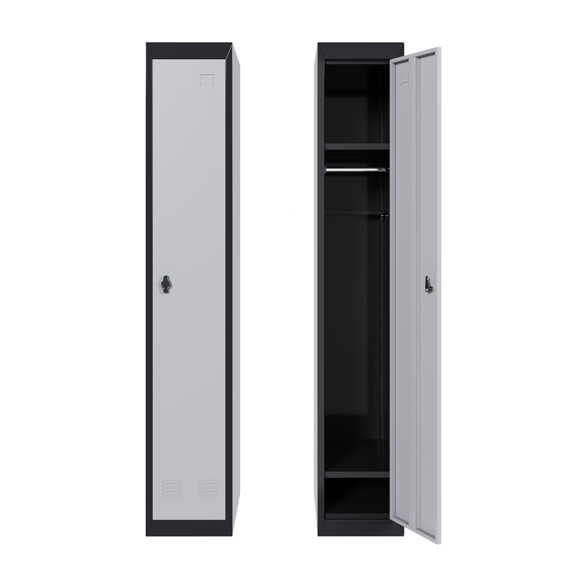 Casier métallique Garvee à une porte, en acier durable, ventilé, verrouillable à clé, noir, 183 cm (72 pouces), idéal pour le bureau et la salle de sport.