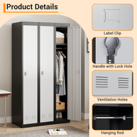 Casier métallique Garvee à une porte, en acier durable, ventilé, verrouillable à clé, noir, 183 cm (72 pouces), idéal pour le bureau et la salle de sport.