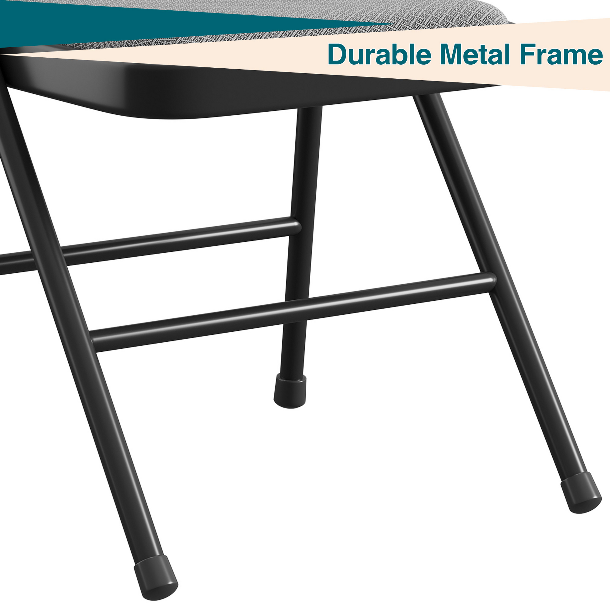Ensemble de 6 chaises pliantes Garvee avec coussins en coton et lin, pieds antidérapants, structure en métal, pour une utilisation intérieure et extérieure, robustes, pliables et confortables