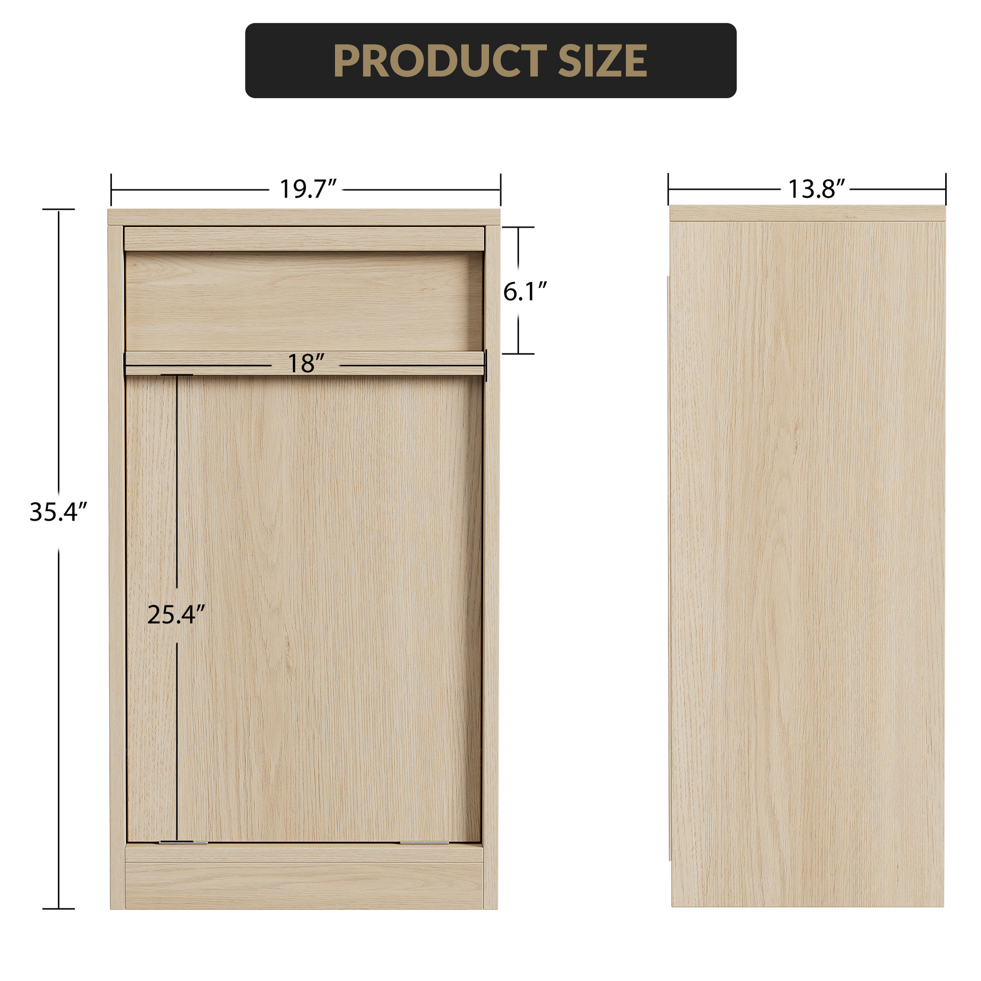 Garvee Poubelle Basculante 38 L en Bois, Anti-Animaux, Autoportante et Peu Encombrante, Robuste, pour Cuisine, Salon et Maison