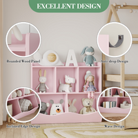 Bibliothèque pour enfants Garvee avec 3 étagères et 2 boîtes basculantes, en bois, avec système anti-basculement, idéale pour la chambre et la salle de jeux, 36 x 11 x 31 cm, marron rétro