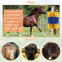 Brosse à gratter Garvee pour animaux (lot de 2) : poils en nylon, fixation flexible, extensible, idéale pour la ferme et les pâturages, polyvalente.