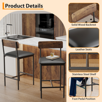 Garvee Ensemble de 2 tabourets avec repose-pieds, hauteur 95 cm. Pour cuisine et salon. Vintage, compact et durable.