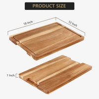Planche à découper extra-large Garvee en bois d'acacia 45,7 x 30,5 cm avec rainure à jus, poignées, bordure, pré-huilée, robuste et polyvalente pour la cuisine