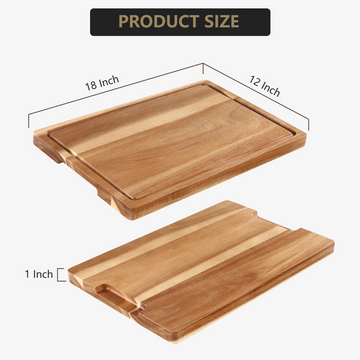 Planche à découper extra-large Garvee en bois d'acacia 45,7 x 30,5 cm avec rainure à jus, poignées, bordure, pré-huilée, robuste et polyvalente pour la cuisine